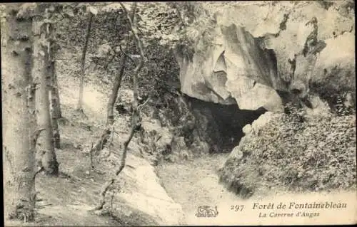 Ak Fontainebleau Seine et Marne, Caverne d'Augas