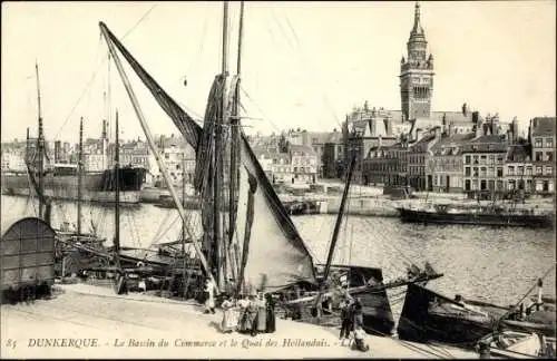 Ak Dunkerque Dünkirchen Nord, Bassin du Commerce, Quai des Hollandais