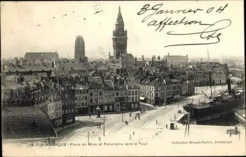 Ak Dunkerque Dünkirchen Nord, Place du Mink, Panorama vers la Tour