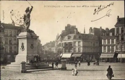 Ak Dunkerque Dünkirchen Nord, Place Jean Bart, Rue Alexandre III