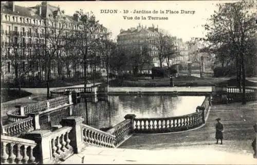 Ak Dijon Côte d'Or, Jardins de la Place Darcy, Vue de la Terrasse