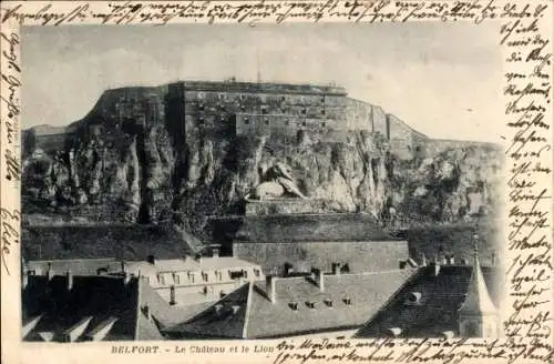Ak Belfort Beffert Beffort Territoire de Belfort, Schloss, Löwe