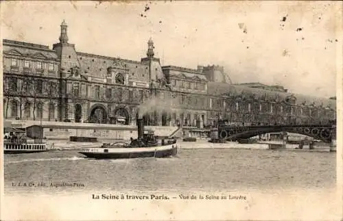 Ak Paris I Louvre, die Seine, Schiffe