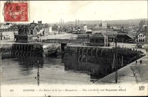 Ak Dieppe Seine Maritime, Darse, Quai Duquesne