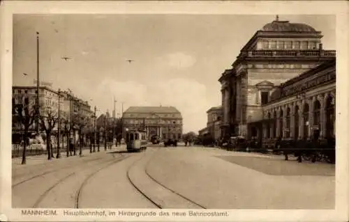 Ak Mannheim in Baden, Hauptbahnhof, Hauptpostamt