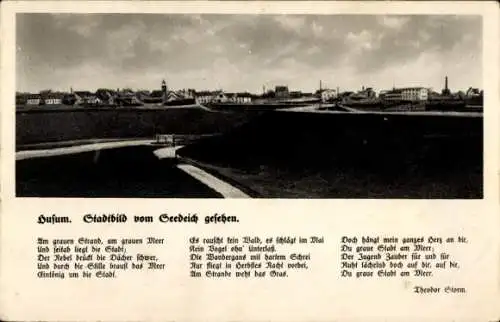 Ak Husum in Nordfriesland,  Panorama, Gedicht Theodor Storm