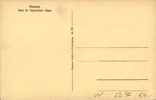 Ak Husum in Nordfriesland, Küche im Ostenfelder Haus, Feuerstelle und Geschirr