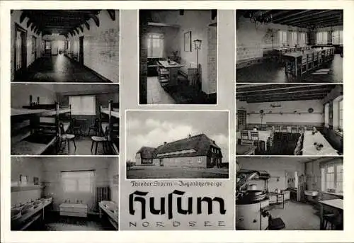 Ak Husum in Nordfriesland, Theodor Storm Jugendherberge, Gesamtansicht, Innenräume