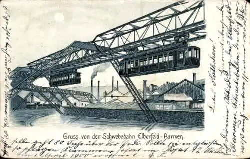 Litho Elberfeld Wuppertal in Nordrhein Westfalen, Die Schwebebahn