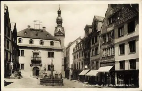 Ak Cochem an der Mosel, Markt, alte Giebelhäuser