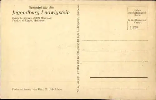 Künstler Ak Ubbelohde, Otto, Werleshausen Witzenhausen an der Werra, Jugendburg Ludwigstein