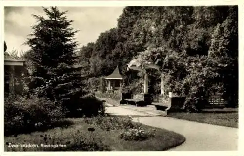Ak Zweibrücken in der Pfalz, Rosengarten