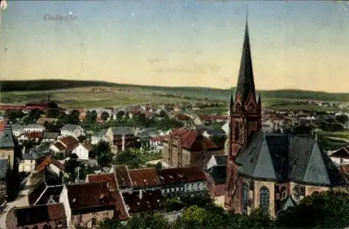 Ak Dudweiler Saarbrücken im Saarland. Kirche, Panorama