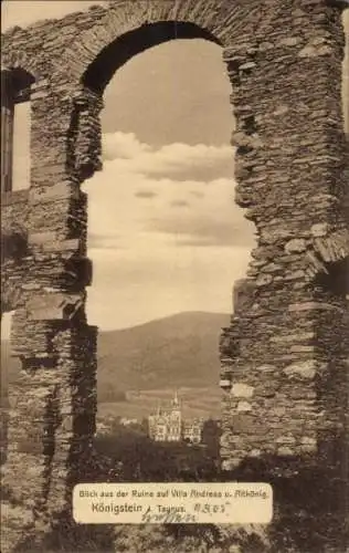 Ak Königstein im Taunus, Blick aus Ruine, Villa Andreas, Altkönig