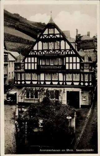Ak Assmannshausen Rüdesheim am Rhein, Bauernschänke, Fachwerkhaus