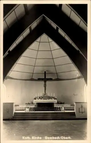 Ak Gambach Münzenberg in Hessen, katholische Kirche, Innenansicht