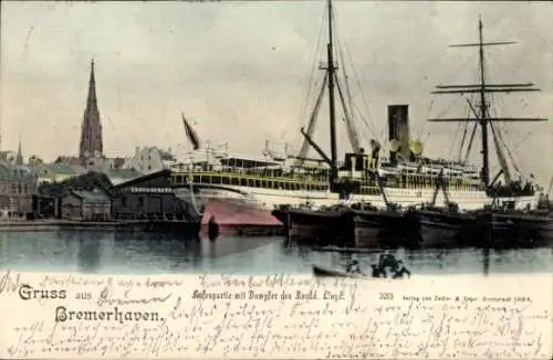 Ak Bremerhaven, Hafen, Dampfschiff, Norddeutscher Lloyd Bremen
