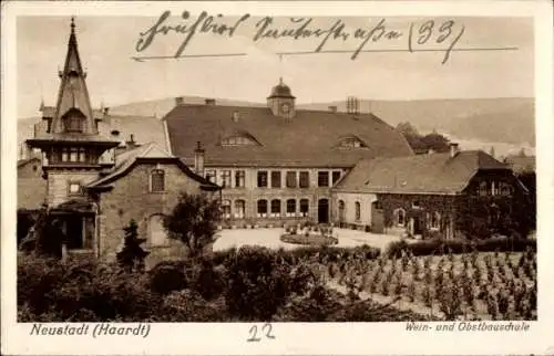 Ak Neustadt an der Haardt Neustadt an der Weinstraße, Weinbauschule, Obstbauschule