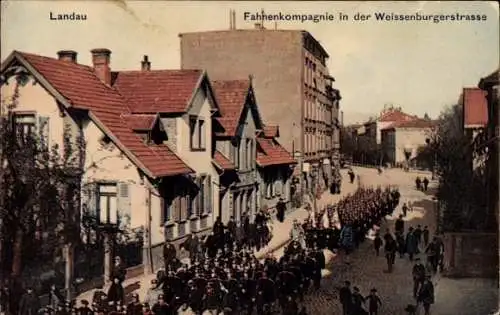 Ak Landau in der Pfalz, Fahnenkompagnie in der Weißenburgerstraße