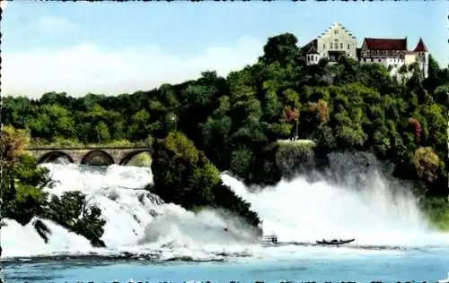 Ak Neuhausen am Rheinfall Kanton Schaffhausen, Rheinfall, Wasserfall, Schloss Laufen