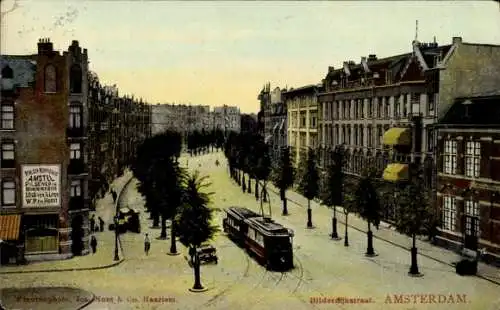 Ak Amsterdam Nordholland Niederlande, Bilderdijkstraat, Straßenbahn