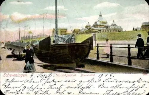 Ak Scheveningen Den Haag Südholland, Blick auf den Strand, Boulevard