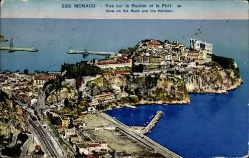 Ak Monaco, Blick auf den Felsen und den Hafen