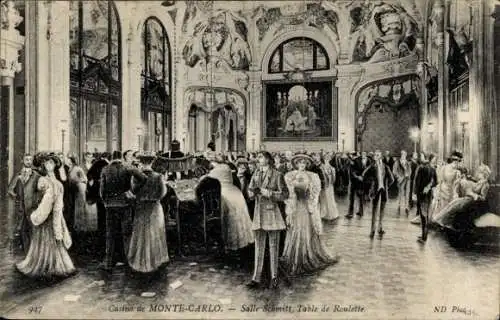 Ak Monte Carlo Monaco, Glücksspiele, Roulette, Zimmer