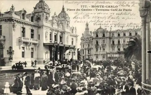 Ak Monte-Carlo Monaco, Place du Casino, Terrasse des Café de Paris