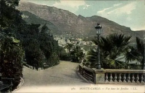 Ak Monte Carlo Monaco, Gesamtansicht in den Gärten