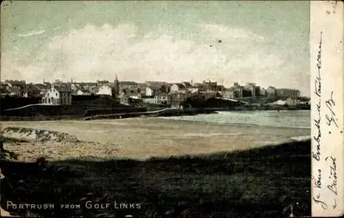 Ak Portrush County Antrim Nordirland, Panorama vom Golfplatz