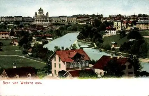 Ak Bern Stadt Schweiz, Panorama von Wabern aus