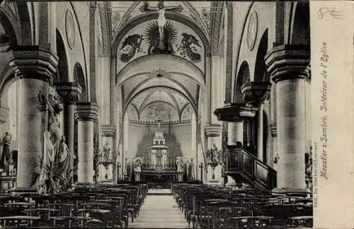 Ak Moustier-sur-Sambre Wallonien Namur, Inneres der Kirche