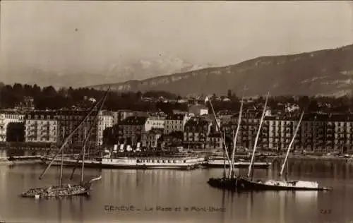 Ak Genève Genf Schweiz, Rade, Mont Blanc