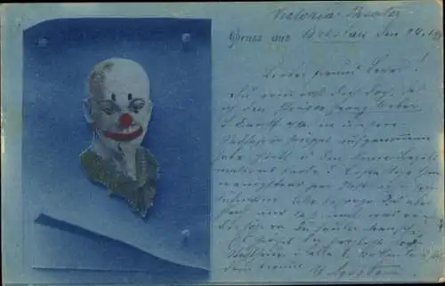 Ak Wrocław Breslau Schlesien, Victoria Theater, Schauspieler Willy Agoston als Clown, Autograph