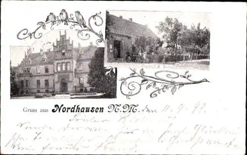 Ak Narost Nordhausen in der Neumark Ostbrandenburg, Schloss, Gasthof