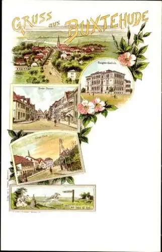 Litho Buxtehude in Niedersachsen, Stadtansichten, Hase und Igel