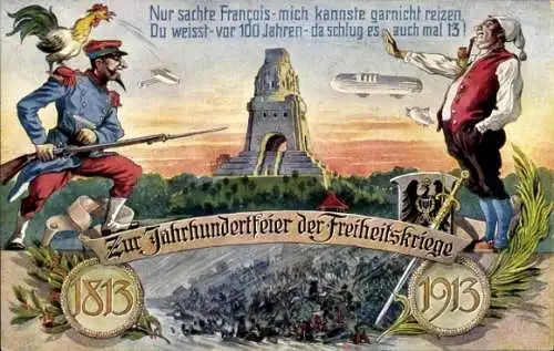 Ak Leipzig Völkerschlachtsdenkmal, Jahrhundertfeier der Freiheitskriege 1813-1913, Michel, Francois