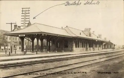 Ak Hammond Indiana USA, Bahnhof, Deutsche Schule