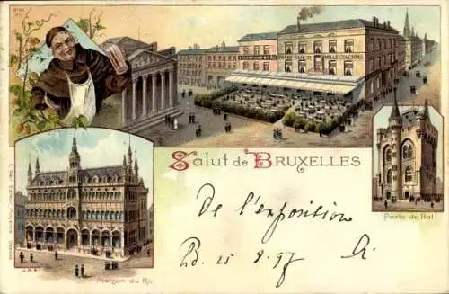 Litho Bruxelles Brüssel, Porte de Hal, Maison du Roi