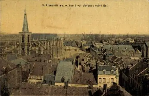 Ak Armentières Nord, Teilansicht, Kirche