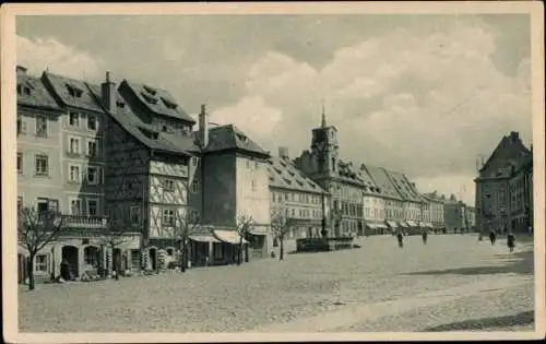 Ak Cheb Eger Region Karlsbad, Markt mit Rathaus, Stöckl