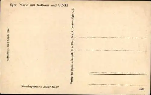 Ak Cheb Eger Region Karlsbad, Markt mit Rathaus, Stöckl