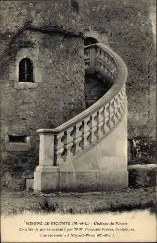 Ak Meigné le Vicomte Maine et Loire, Chateau du Plessis, Escalier