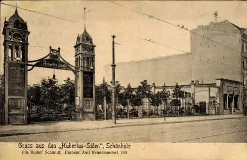 Ak Berlin Pankow Niederschönhausen Schönholz, Hubertus-Säle, Eingang