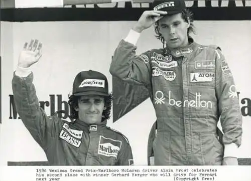 Foto Rennfahrer Allain Prost und Gerhard Berger, Mexican Grand-Prix, McLaren