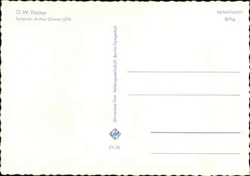 Ak Schauspieler O. W. Fischer, Portrait, Ufa Film, Autogramm