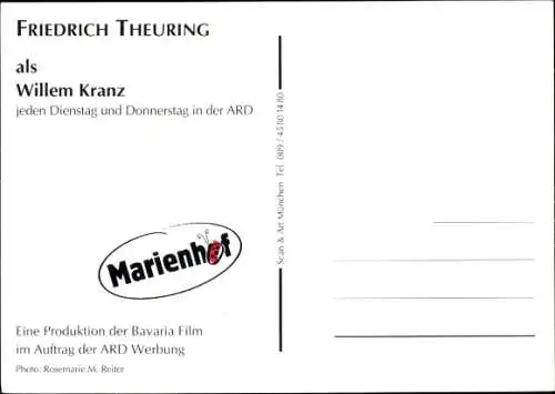 Ak Schauspieler Friedrich Theuring, Portrait, Autogramm, Serie Marienhof, Rolle Willem Kranz