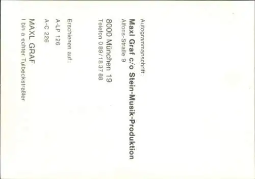 Ak Schauspieler Maxl Graf, Portrait, Autogramm