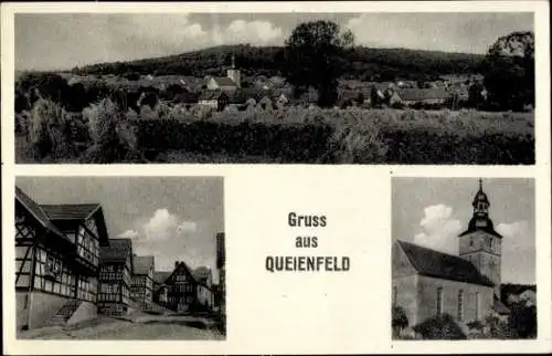 Ak Queienfeld Grabfeld Thüringen, Gesamtansicht, Kirche